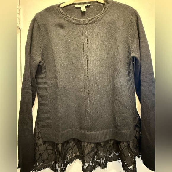 Autumn Cashmere Black Sweater with Lace Detail - Picture 1 of 4